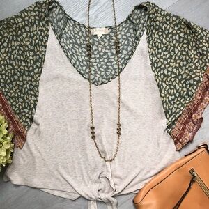 🌼Altar’d State Bohemian Tie Top AND VINTAGE NECKLACE